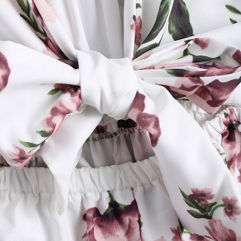 LAST1! XL Floral Bow Tie Front Girly Girl Romper - Picture 4 of 8
